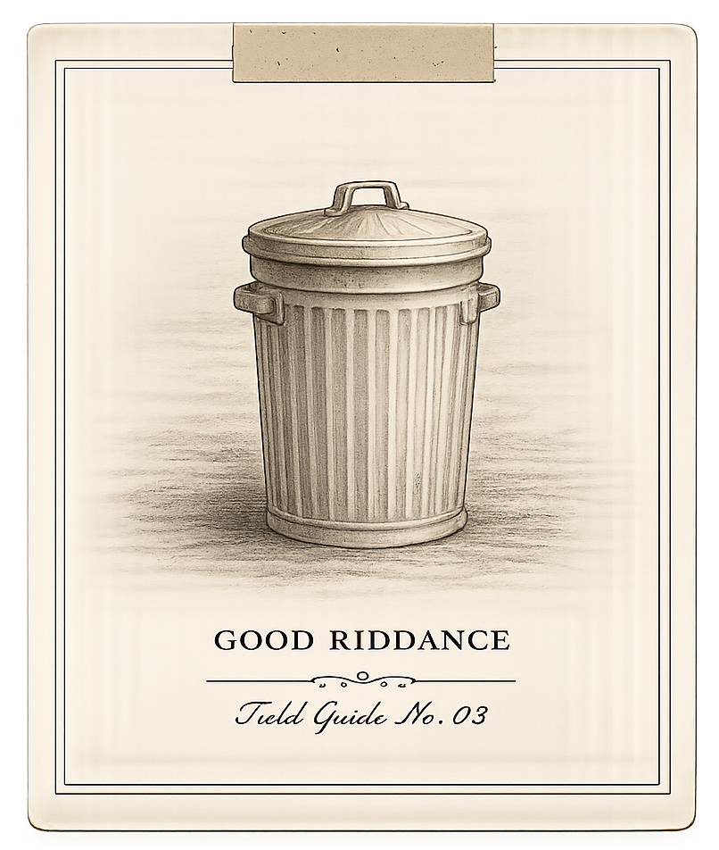 FIELD GUIDE N0. 03:
Good Riddance
